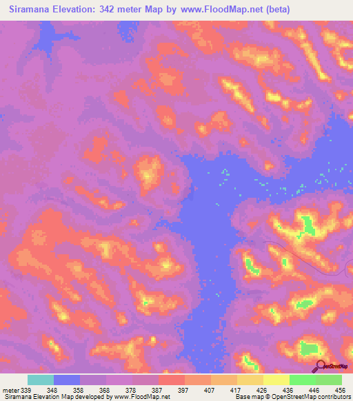 Siramana,Guinea Elevation Map