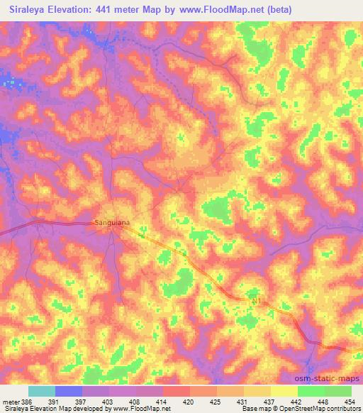 Siraleya,Guinea Elevation Map