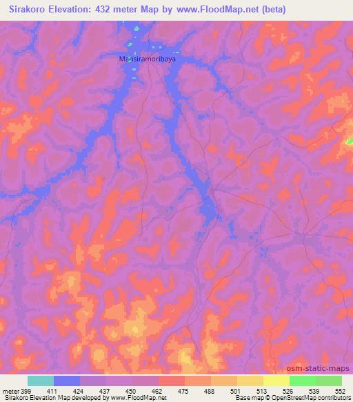 Sirakoro,Guinea Elevation Map