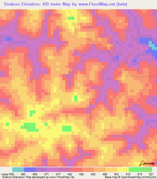 Sirakoro,Guinea Elevation Map