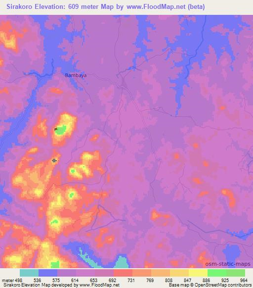 Sirakoro,Guinea Elevation Map