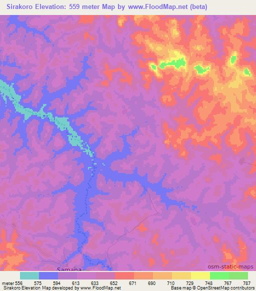 Sirakoro,Guinea Elevation Map