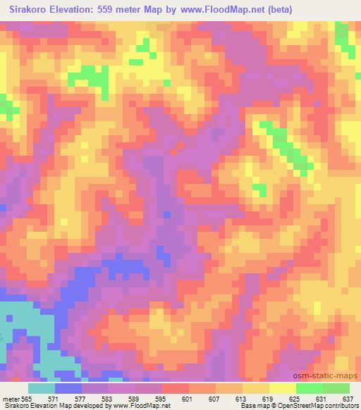 Sirakoro,Guinea Elevation Map