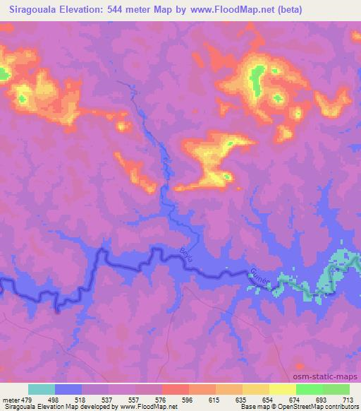 Siragouala,Guinea Elevation Map