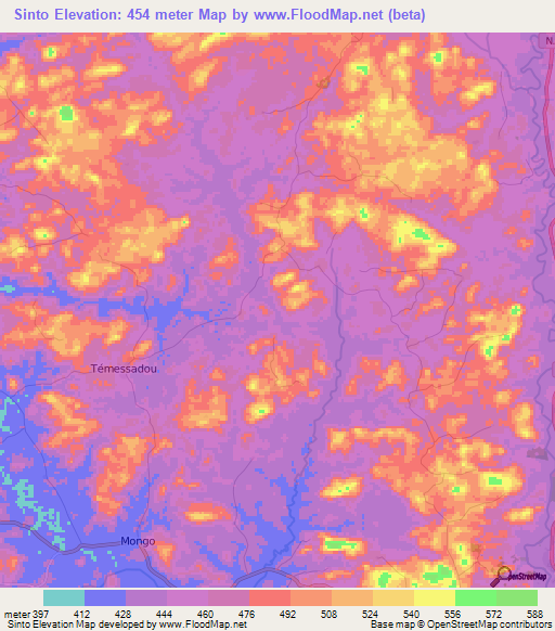 Sinto,Guinea Elevation Map