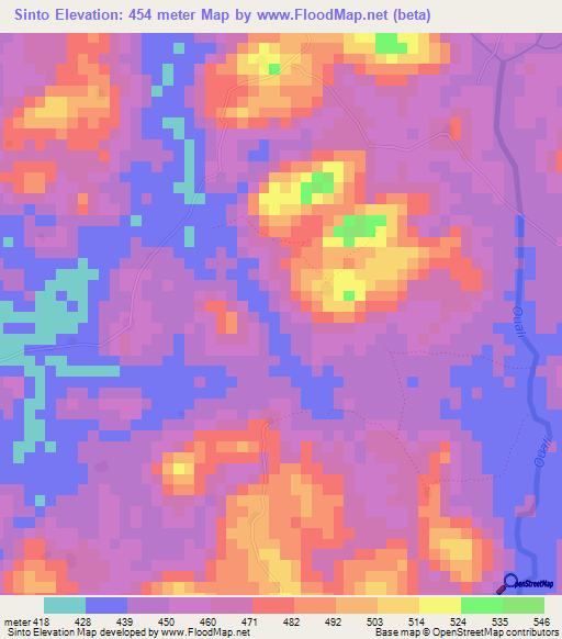 Sinto,Guinea Elevation Map