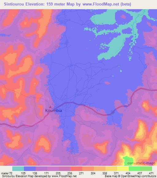 Sintiourou,Guinea Elevation Map