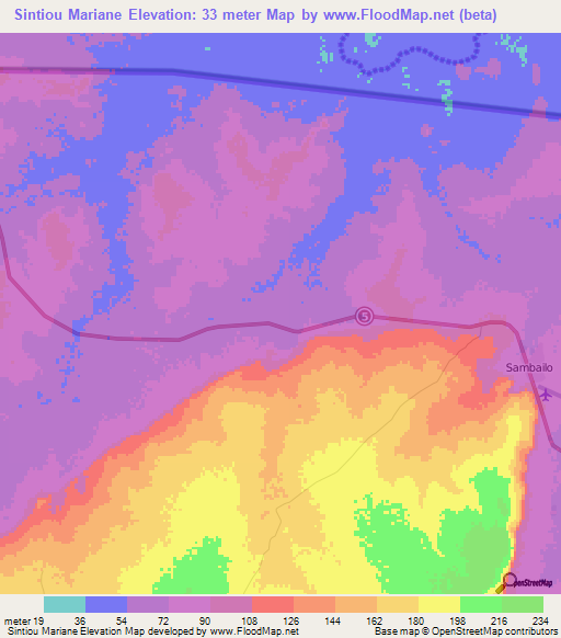 Sintiou Mariane,Guinea Elevation Map