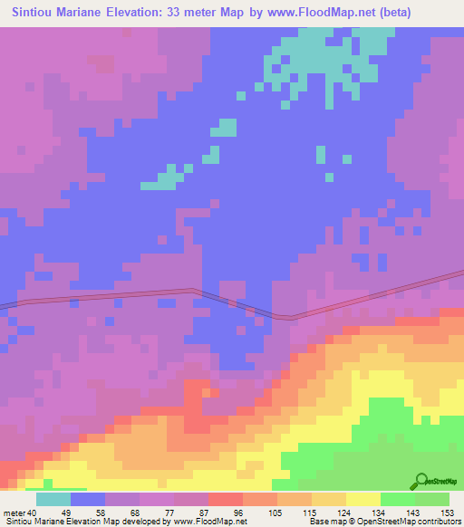 Sintiou Mariane,Guinea Elevation Map