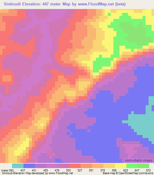 Sintioudi,Guinea Elevation Map