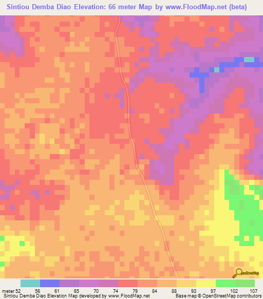 Sintiou Demba Diao,Guinea Elevation Map