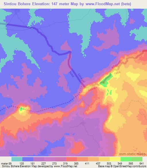 Sintiou Bohere,Guinea Elevation Map