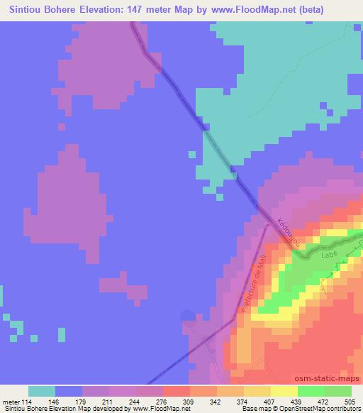 Sintiou Bohere,Guinea Elevation Map