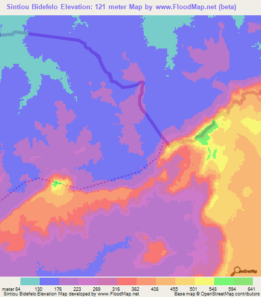 Sintiou Bidefelo,Guinea Elevation Map