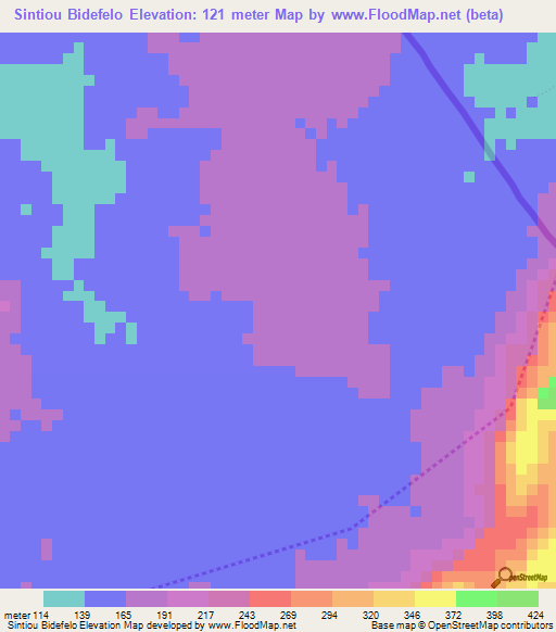 Sintiou Bidefelo,Guinea Elevation Map