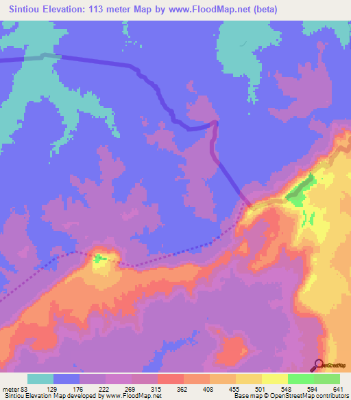 Sintiou,Guinea Elevation Map