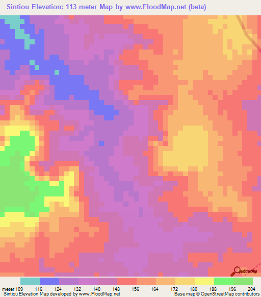 Sintiou,Guinea Elevation Map