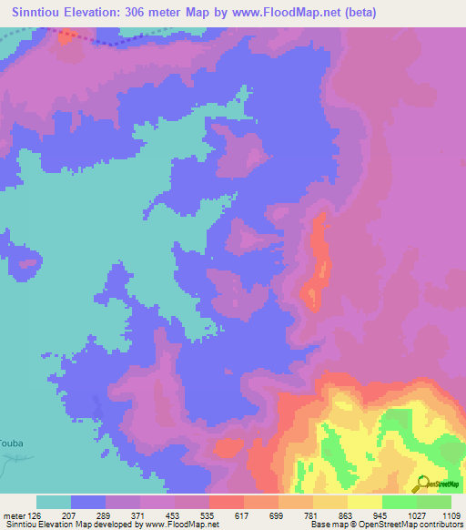 Sinntiou,Guinea Elevation Map