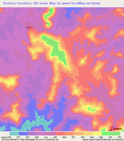 Sinntiou,Guinea Elevation Map