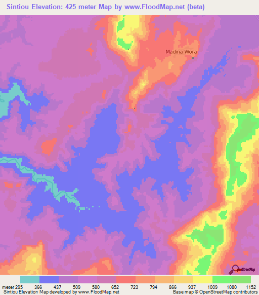 Sintiou,Guinea Elevation Map