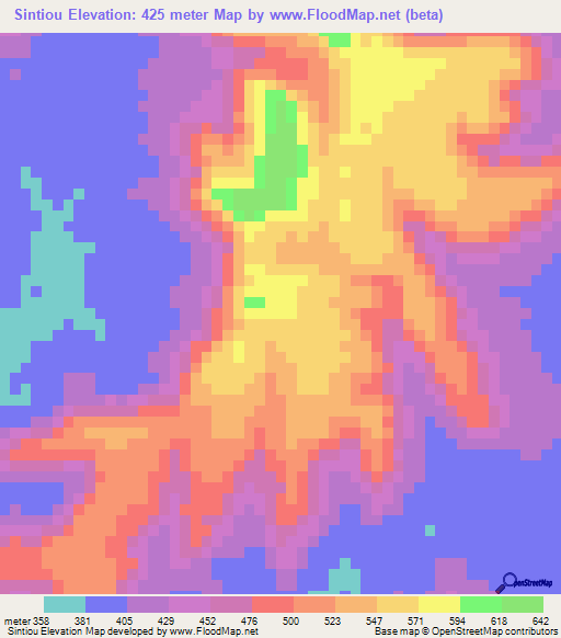 Sintiou,Guinea Elevation Map