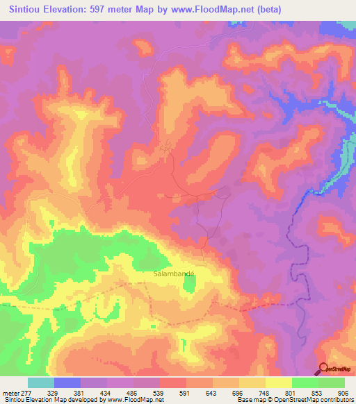 Sintiou,Guinea Elevation Map