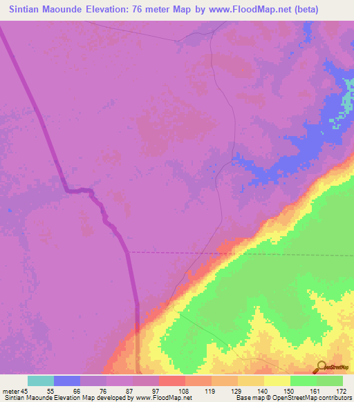 Sintian Maounde,Guinea Elevation Map