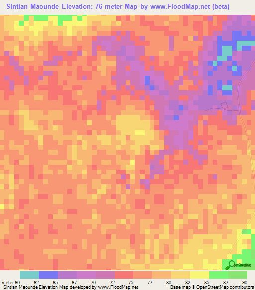 Sintian Maounde,Guinea Elevation Map