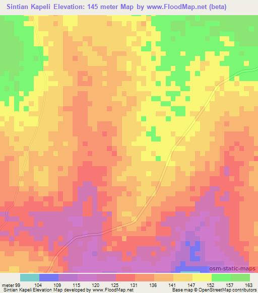 Sintian Kapeli,Guinea Elevation Map