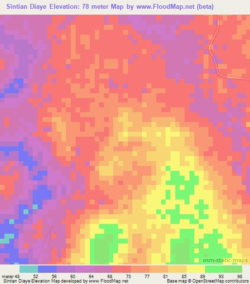 Sintian Diaye,Guinea Elevation Map