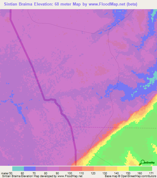 Sintian Braima,Guinea Elevation Map