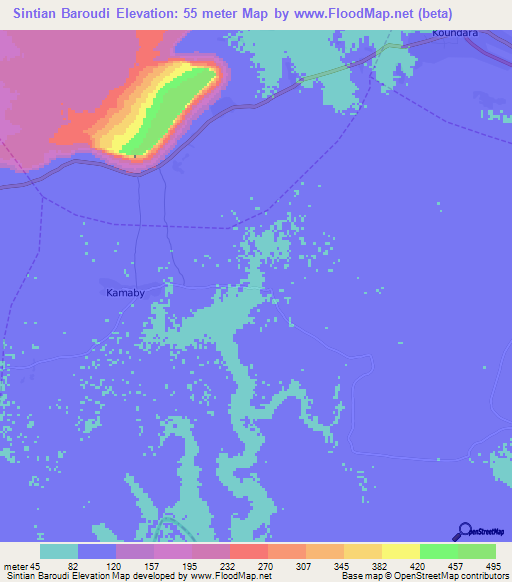 Sintian Baroudi,Guinea Elevation Map