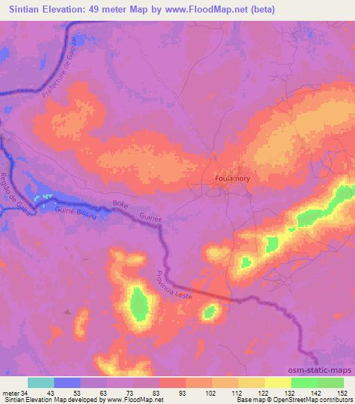 Sintian,Guinea Elevation Map