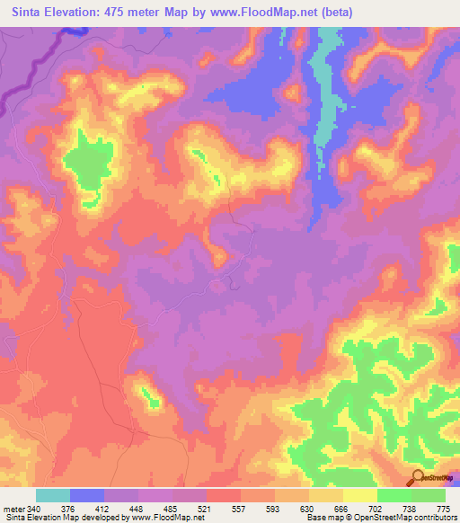 Sinta,Guinea Elevation Map