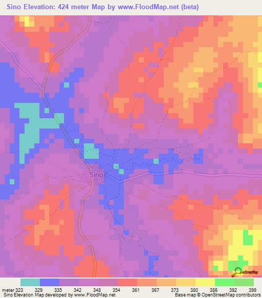 Sino,Guinea Elevation Map