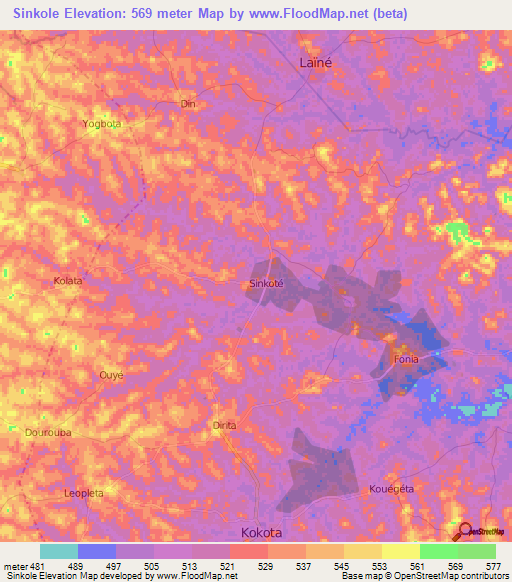 Sinkole,Guinea Elevation Map