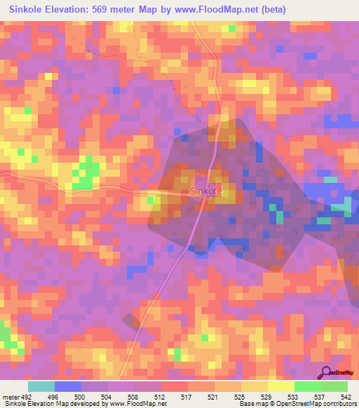 Sinkole,Guinea Elevation Map