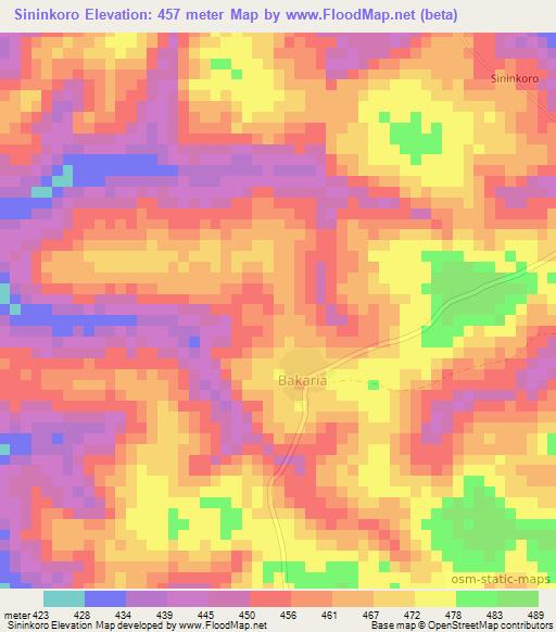 Sininkoro,Guinea Elevation Map