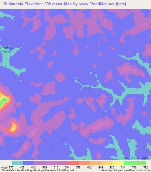 Siniandala,Guinea Elevation Map