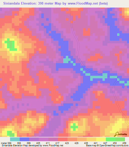 Siniandala,Guinea Elevation Map