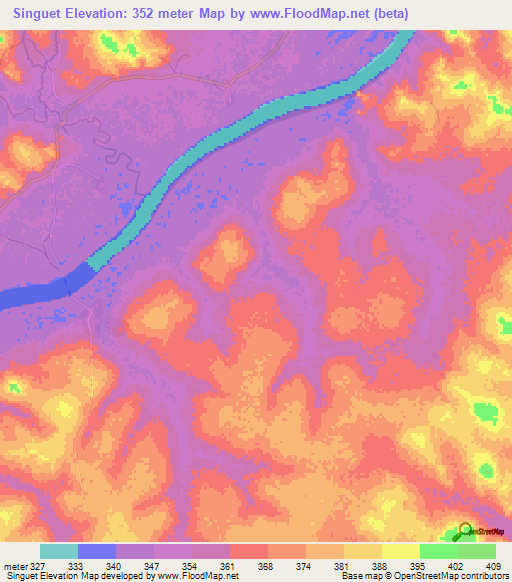 Singuet,Guinea Elevation Map