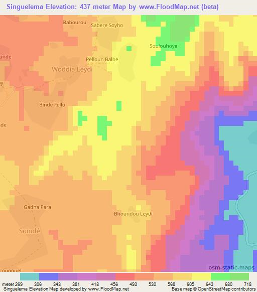 Singuelema,Guinea Elevation Map