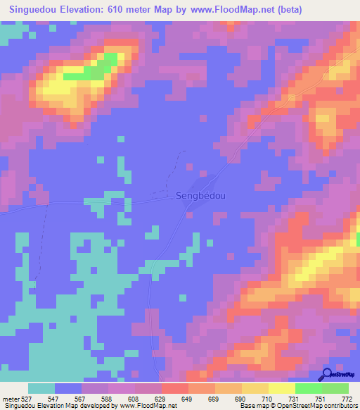 Singuedou,Guinea Elevation Map