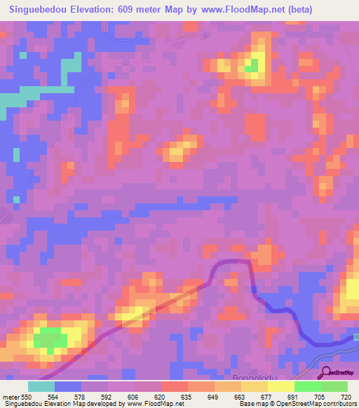 Singuebedou,Guinea Elevation Map