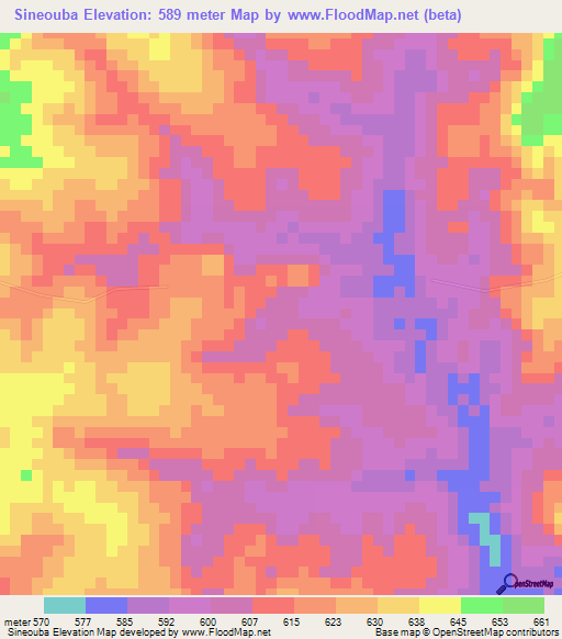 Sineouba,Guinea Elevation Map