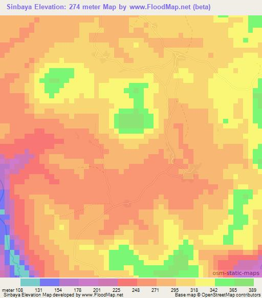 Sinbaya,Guinea Elevation Map