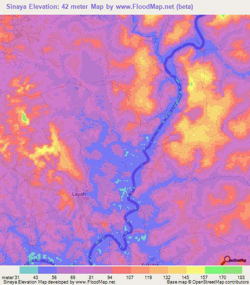 Sinaya,Guinea Elevation Map