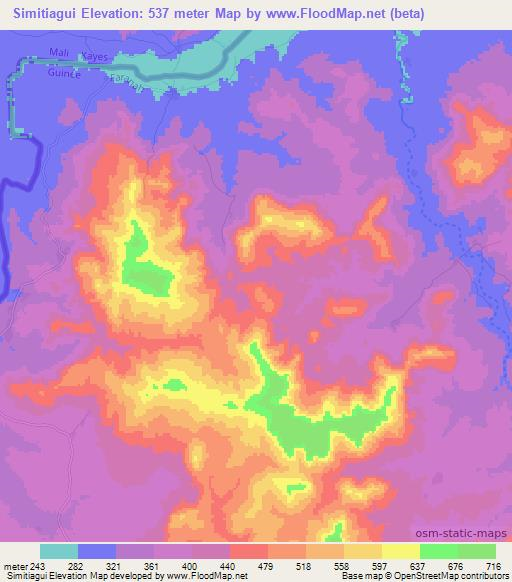 Simitiagui,Guinea Elevation Map