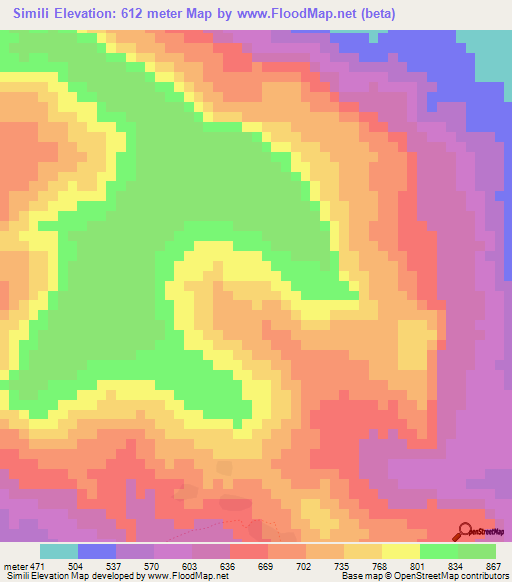 Simili,Guinea Elevation Map