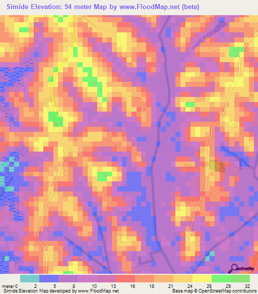 Simide,Guinea Elevation Map